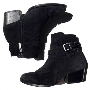 Charly Amar Black Suede Leather Giartiz Zip Ankle Bootie